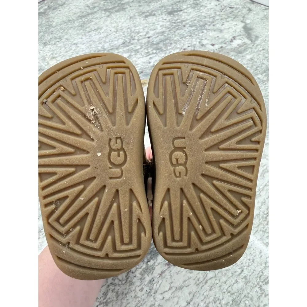 UGG Baby Mallya Boot Chestnut Suede with Fur Collar Western Eskimo Size 2/3